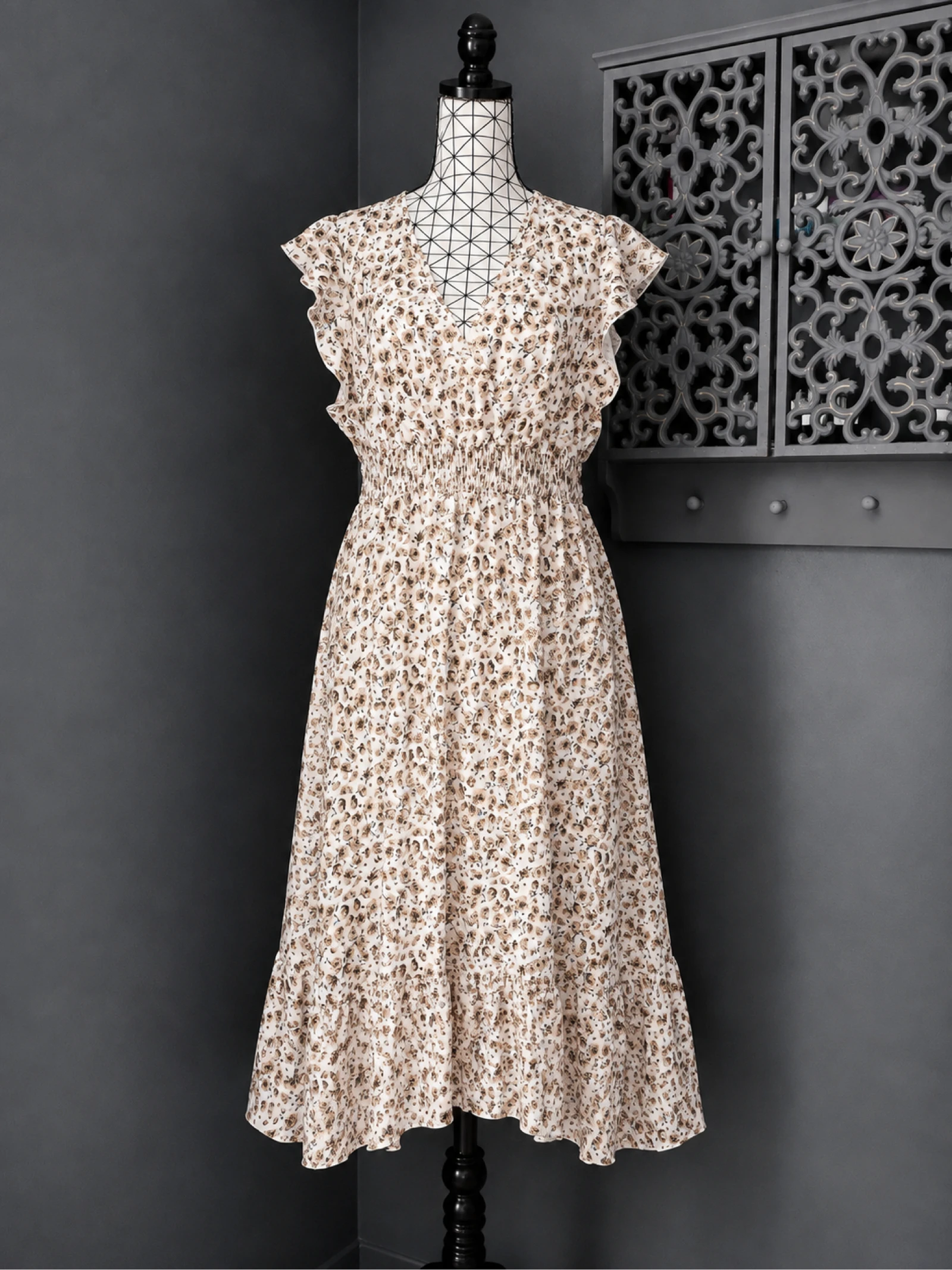💖 robe longue fleurie beige écru grande taille 54 fluide romantique bohème chic 💖